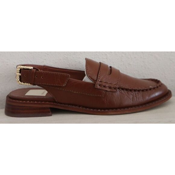 Dolce Vita Wmn Sz 5.5 Brown Crinkle Patent Hardi Tailored Slingback Loafer - Picture 9 of 12